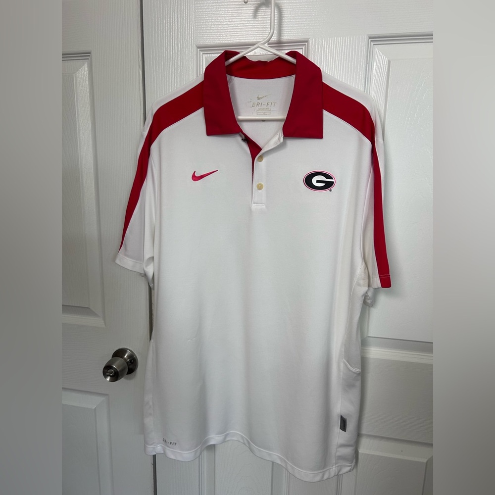 UGA Nike White and Red Polo Shirt
